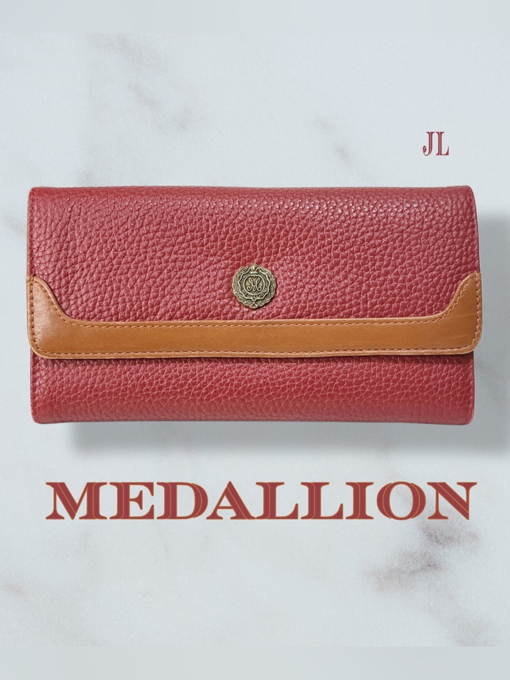 MEDALLION Leather Wallet Checkbook Organizer NEW Vintage
